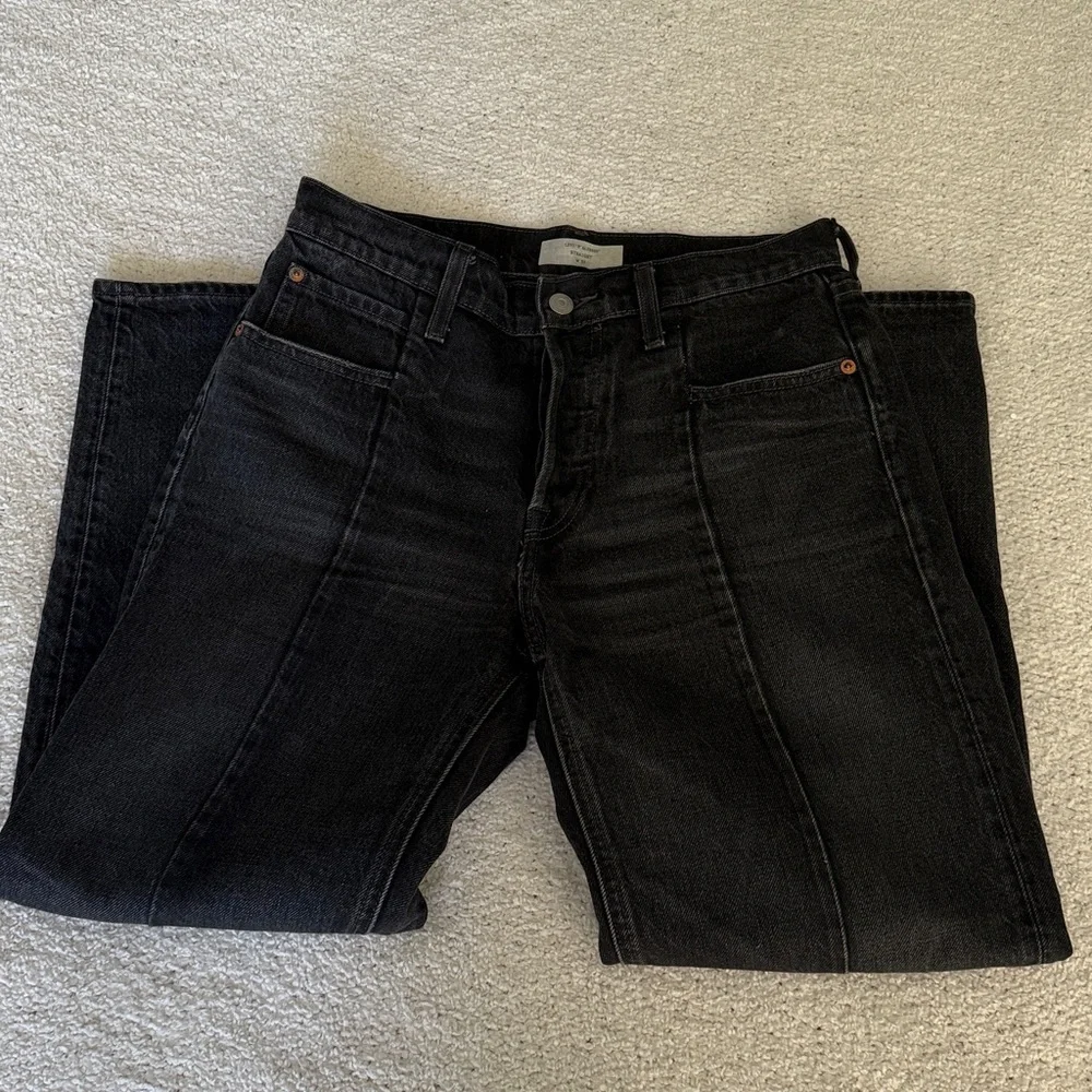 Levi's REVOLVE Altered Straight Leg Black Jeans Distressed Size 27 - Picture 13 of 14